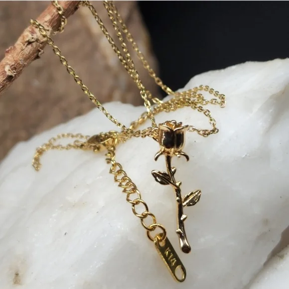 Minimalist Jewelry Dainty Rose pendant 14K Gold plated Hypoallergenic